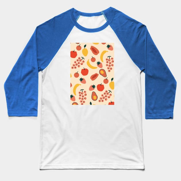 Abstract Summer Fruit Pattern Print II Baseball T-Shirt by Colorable